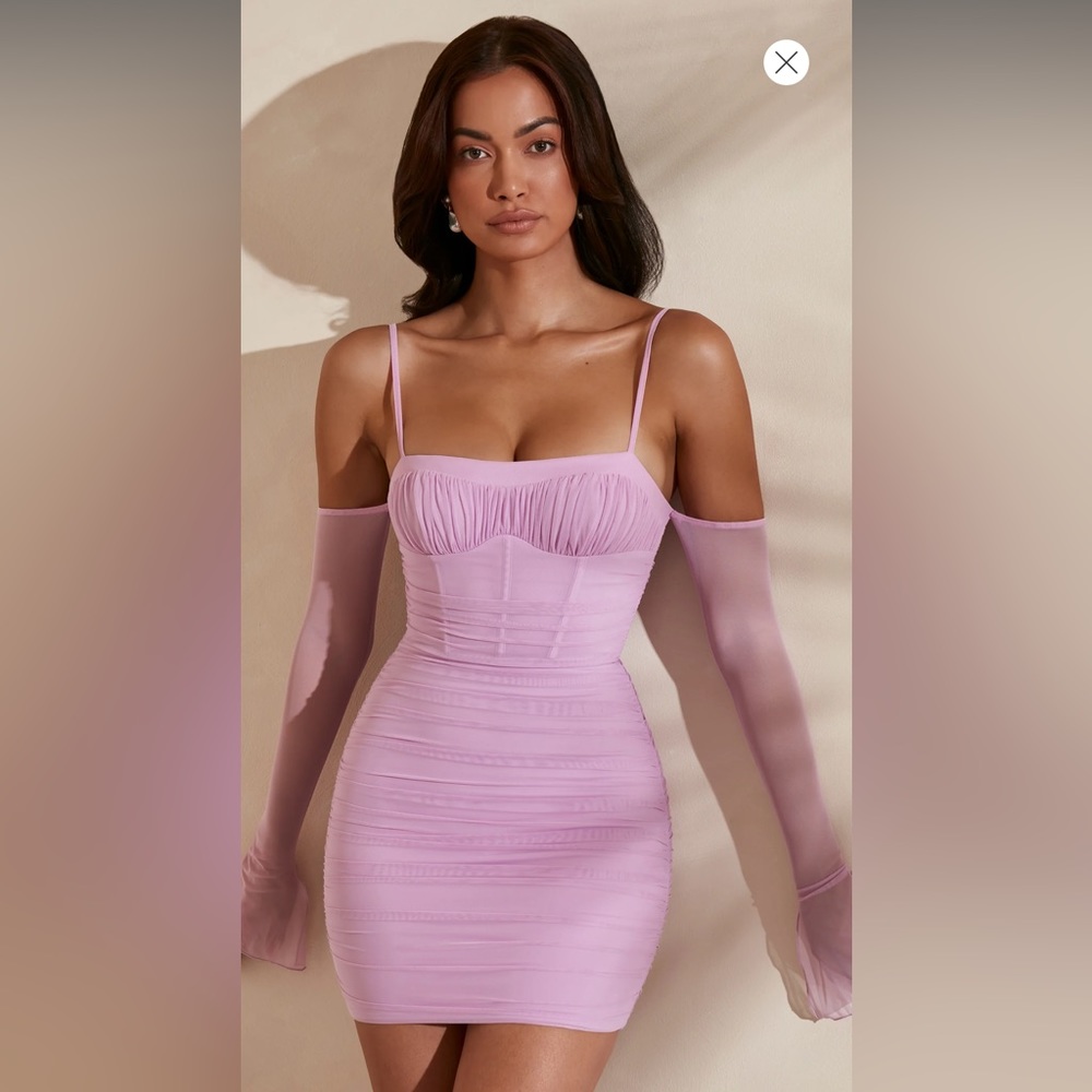 Oh Polly - Honor Off the Shoulder Mini Dress in Pink. US 2. Worn once.